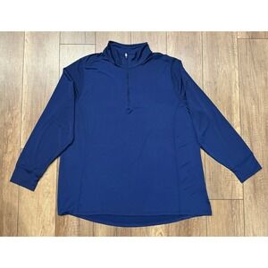 NEW Lands End Women's 3X Blue Baselayer Cozy Thermaskin 1/4 Zip Pullover Top